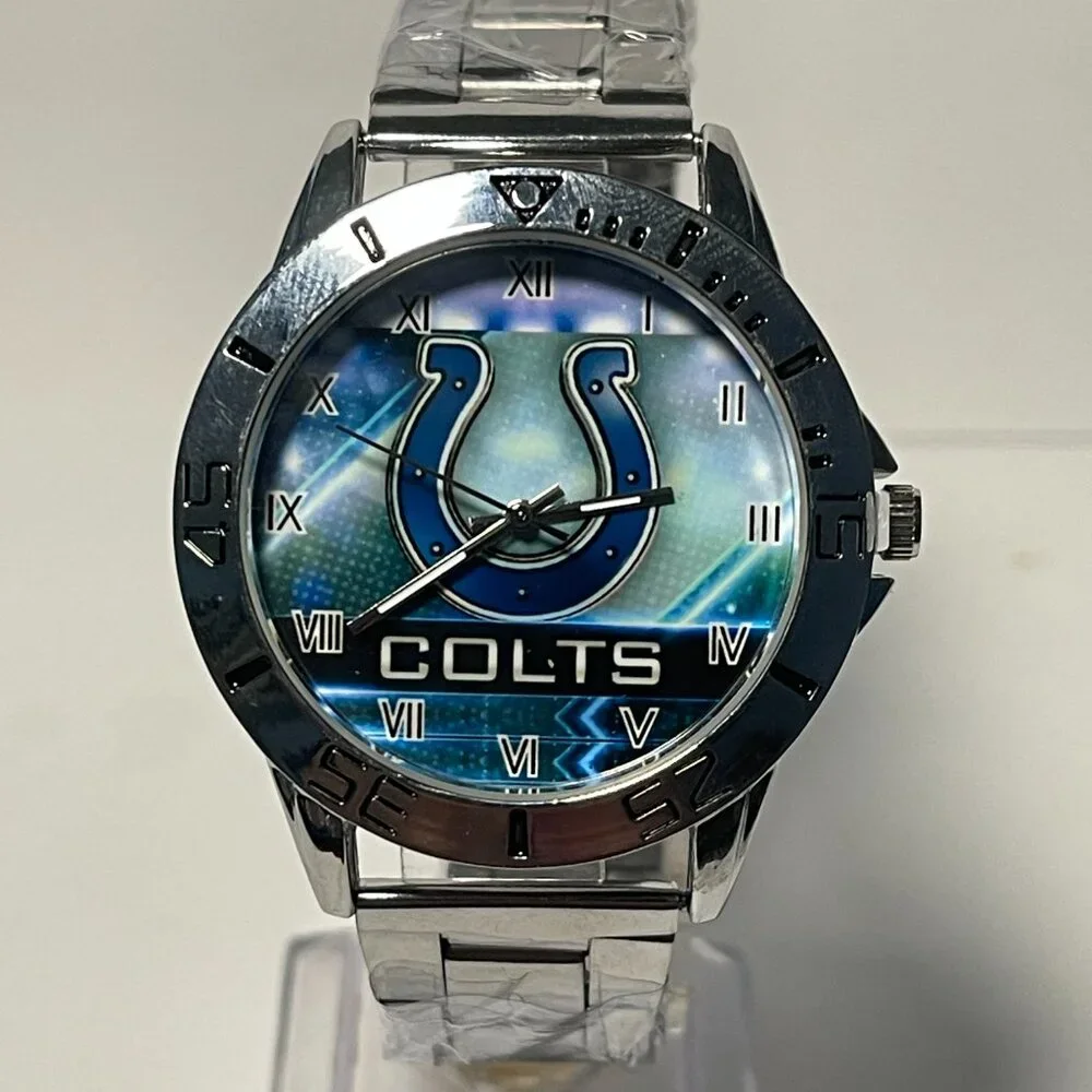 Indianapolis Colts NFL Team Logo Men's Stainless-Steel Silver Watch NEW